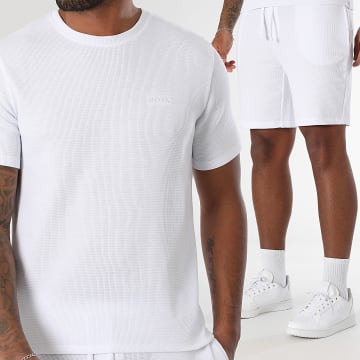 BOSS - Maglietta Waffle e pantaloncini da jogging 50535891 50535884 Bianco